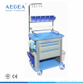 AG-NT003A1 With infusion hooks 3 drawers nursing working mobile hospital cart medical trolley